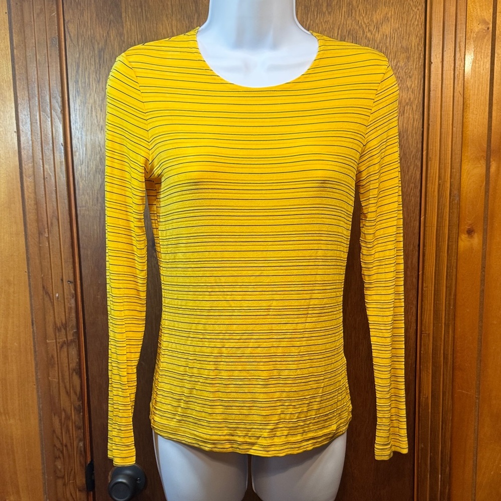 Cadence Yellow Striped Women's Top Size S